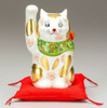 Japanese lucky cat Maneki neko Kutani porcelain Gold tabby draw Mori Art Japan
