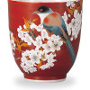 Kutani ware Japanese green tea cup Red Yoshida-ya Flower and Bird Japan