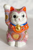 Cute Maneki neko Japanese lucky cat Kutani yaki porcelain Pink mori Art Japan
