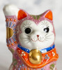 Cute Maneki neko Japanese lucky cat Kutani yaki porcelain Pink mori Art Japan