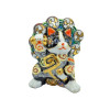 Kutani ware Pair Maneki neko Japanese lucky cat Fujin Raijin God Made in Japan