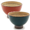 Pair Shigaraki ware Japanese Rice bowl Gohan Chawan Amane Blue Red Japan
