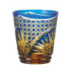 Yachiyo Kiriko Hishitsunagi Rocks Glass (Ruri Blue) Japan Whisky Glass