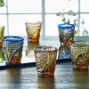 Yachiyo Kiriko Hishitsunagi Rocks Glass (Ruri Blue) Japan Whisky Glass