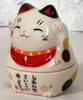 Okiagari Koboshi Maneki neko Japanese Lucky cat Mino yaki ware Japan 2 models