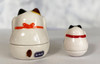 Okiagari Koboshi Maneki neko Japanese Lucky cat Mino yaki ware Japan 2 models
