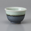 Mino Ware Gray Sencha Japanese Green Tea Cup Green Crackle Glaze & Tessa Flared