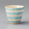 Mino Ware Gray Sencha Japanese Green Tea Cup Dandan Border Blue Japan