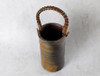 Bizen yaki ware Japanese Flower Vase Hanaire Goma Rattan handle Toho kiln Japan