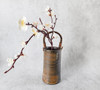 Bizen yaki ware Japanese Flower Vase Hanaire Goma Rattan handle Toho kiln Japan
