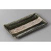 Japanese Seto Ware Oribe Rust Band Rectangular Grilled Fish Serving Plate 23cm