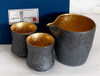 Arita porcelain Japanese Sake cup bottle set Crystal Gold glaze Guinomi Tokkuri