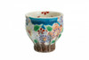 Kutani yaki Yunomi Japanese Tea cup Sakura Cherry Blue Glamorous Handpaint Japan