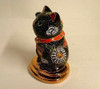 Maneki neko Japanese lucky cat Kutani yaki Kuromori 3' 10cm