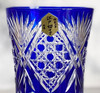 Edo Kiriko Tumbler Sake Beer Glass Cup Tokyo Shippo Hanabishi motif Blue Japan