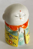 Japanese Buddha Happy Jizo Mini Statue Kutani ware porcelain Yellow Pink Japan