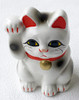 MANEKI NEKO Coinbank Japanese lucky cat TOKONAME yaki Right hand Up White Japan