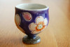 Kutani yaki Guinomi Sake cup Sakura Urara Flower Purple Handpainted Japan