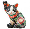 Maneki neko Kutani porcelain Japanese lucky cat Kuromori Yoko suwari Hana Chou