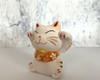 MANEKI NEKO Japanese lucky cat Seto yaki Both hand Up Handcraft Smile Japan