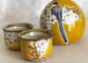 Kutani yaki ware Sake Cup Bottle set Tokkuri Guinomi Sakura and Bird Motif Japan