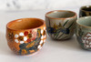 Kutani yaki porcelain ware Sake Cup Guinomi Glass flowers Motif set of 5 Japan