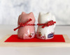Pair Maneki neko Lucky cat Pink White Sakura Cherry Happy fotune Japan