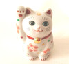Maneki neko Japanese lucky cat Kutani porcelain Hana flower from japan 11.5cm