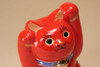 Maneki neko Japanese lucky cat Kutani porcelain red cat lucky item 11.5cm