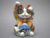 Maneki neko Japanese lucky cat Kutani yaki 5.3' Fuji handcraft from japan