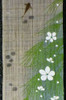 Kyoto Tapestry Plum flower Fish in the water Wall Deco Handpainted Linen Japan