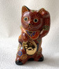 Maneki Neko Japanese lucky cat Kutani yaki Akamori 3' Koban nori from japan