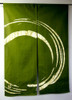 Kyoto Enso Maru Pattern Noren Door curtain Roketsu dye Green 85x120cm Japan