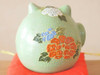 Kutani yaki Roly poly Maneki Neko Okiagari koboshi Green Mori Lucky cat Japan