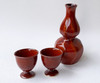 Sake cup and Bottle set Kyo Kiyomizu yaki ware Guinomi Tokkuri Japan Light Red