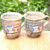 Pair Kyo Kiyomizu yaki ware Mug Coffee Tea Cup Owl Fukuro Motif Handpaint Japan