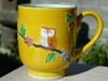 Kyo Kiyomizu yaki porcelain Mug Coffee Tea Cup Chochin Owl Motif Handpaint Japan