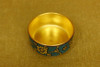 Kutani yaki porcelainGuinomi Sake cup Aochibu Gold Swirl motif Handcraft Japan