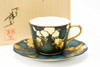 Kutani yaki porcelainCoffee Tea Cup & saucer Aochibu Shirochibu Mori Grape Motif