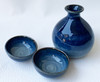 Arita yaki porcelain Sake Cup Bottle set Guinomi Tokkuri Ai Blue Glaze Japan
