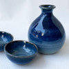 Arita yaki porcelain Sake Cup Bottle set Guinomi Tokkuri Ai Blue Glaze Japan