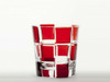 Edo Kiriko Japanese Red Ichimatsu Check pattern Japanwhisky Sake Rock cup