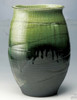 Shigaraki yaki pottery Flower Vase Pot Green Old glaze Large size 44cm Japan