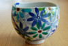 Kutani Japanese Ippuku Tea Bowl Cup Yunomi Chawan Flower party Blue Paint Japan