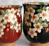 Yunomi Kyo Kiyomizu yaki pottery Japanese tea cup set weeping cherry