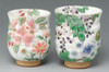 Yunomi Kyo Kiyomizu yaki pottery Japanese tea cup set luxurious seasonal flower