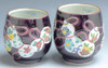 Yunomi Kyo Kiyomizu yaki porcelain Japanese tea cup set Gourd Purple Kochi