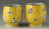 Yunomi Kyo Kiyomizu yaki porcelain Japanese tea cup set Kochi Yellow treasure