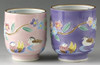 Yunomi Kyo Kiyomizu yaki porcelain Japanese tea cup set Kochi Mandarin Duck