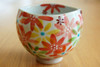 Kutani Japanese Ippuku Tea Bowl Cup Yunomi Chawan Flower party Red paint Japan